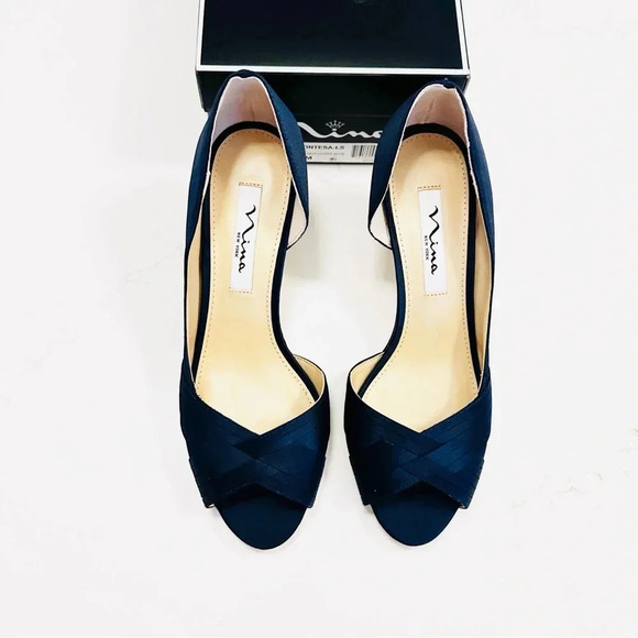 Nina Contesa Heels | New Navy Luster Satin | 8 - Picture 5 of 8